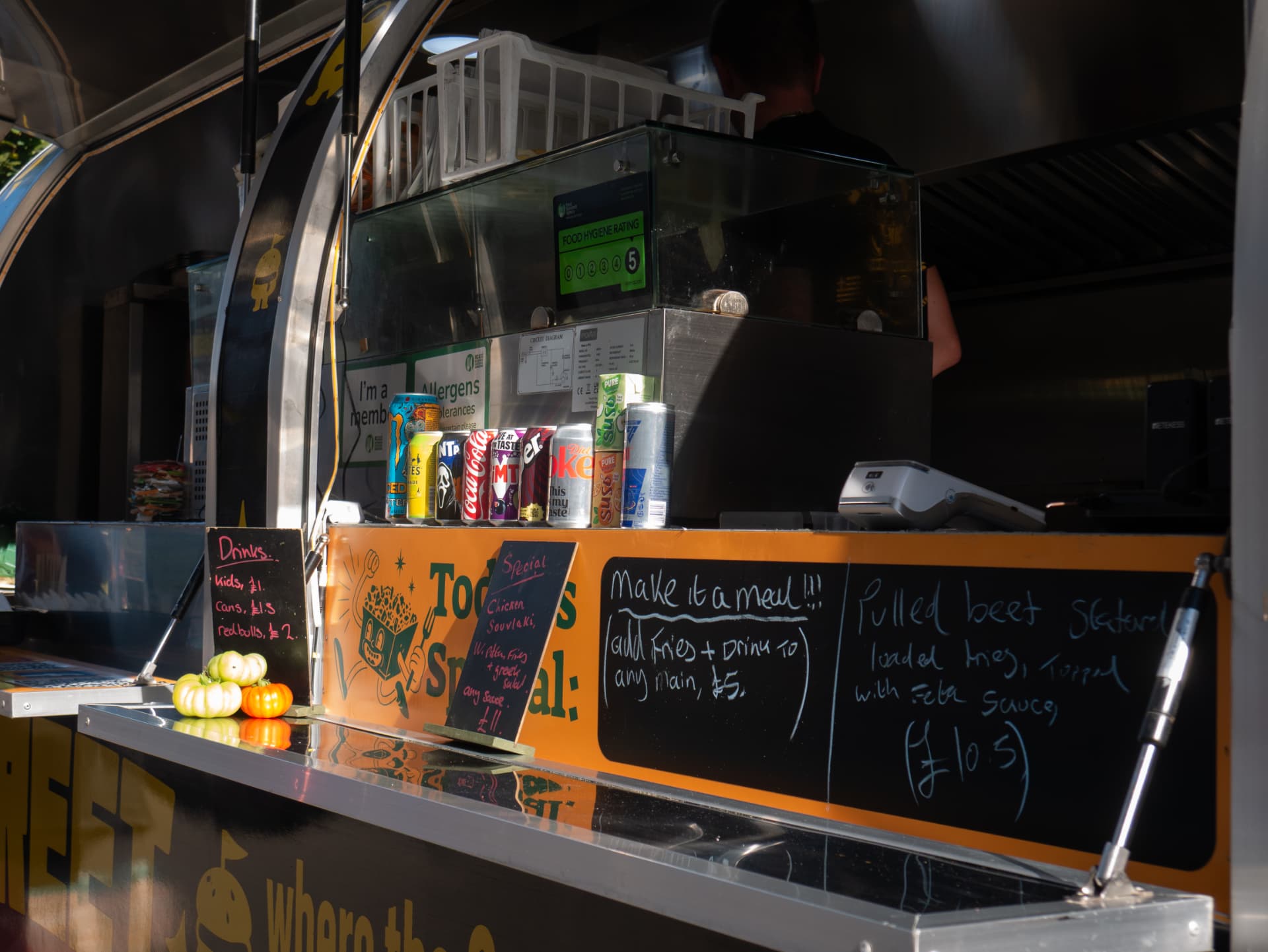Street food trailer counter at golden hour at Newport Food Frenzy 2026